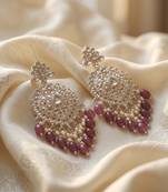   Gold Plated Traditional Kundan Pearl Chandbali Earrings For Wo  And Girls