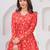 Red floral printed cotton tunic short kurti top for women