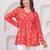 Red floral printed cotton tunic short kurti top for women