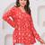 Red floral printed cotton tunic short kurti top for women