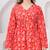 Red floral printed cotton tunic short kurti top for women