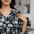 Black floral printed cotton tunic short kurti top for women