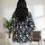 Black floral printed cotton tunic short kurti top for women