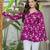 Purple floral printed cotton tunic short kurti top for women