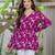 Purple floral printed cotton tunic short kurti top for women