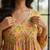 Yellow floral printed cotton tunic short kurti top for women