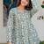 Teal floral printed cotton tunic short kurti top for women