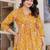 Yellow floral printed cotton tunic short kurti top for women