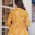 Yellow floral printed cotton tunic short kurti top for women