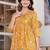 Yellow floral printed cotton tunic short kurti top for women