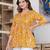 Yellow floral printed cotton tunic short kurti top for women