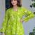 Lime floral printed cotton tunic short kurti top for women