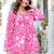 Pink floral printed cotton tunic short kurti top for women