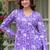 Purple floral printed cotton tunic short kurti top for women