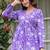 Purple floral printed cotton tunic short kurti top for women