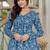 Blue floral printed cotton tunic short kurti top for women