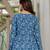 Blue floral printed cotton tunic short kurti top for women