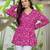 Pink floral printed cotton tunic short kurti top for women