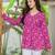 Pink floral printed cotton tunic short kurti top for women