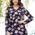 Black floral printed cotton tunic short kurti top for women