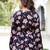 Black floral printed cotton tunic short kurti top for women