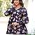 Black floral printed cotton tunic short kurti top for women