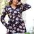 Black floral printed cotton tunic short kurti top for women