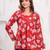 Red floral printed cotton tunic short kurti top for women