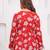 Red floral printed cotton tunic short kurti top for women
