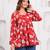Red floral printed cotton tunic short kurti top for women