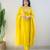 Yellow embroidered cotton kurta pant with dupatta