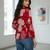 Red floral printed cotton tunic short kurti top for women