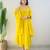 Yellow embroidered cotton kurta pant with dupatta