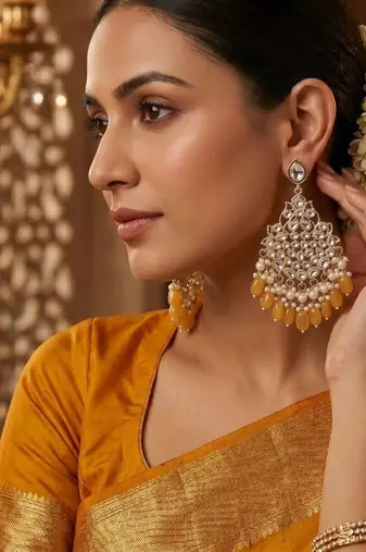   Beautiful Gold Plated Pearl Earrings for Wo  and Girls