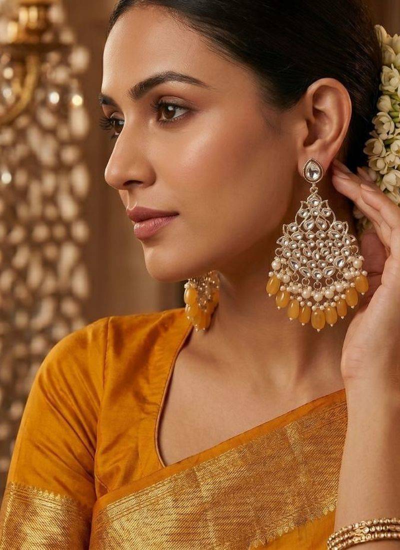  Beautiful Gold Plated Pearl Earrings for Wo  and Girls