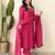 Pink embroidered cotton kurta pant with dupatta