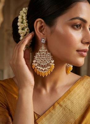   Beautiful Gold Plated Pearl Earrings for Wo  and Girls 4