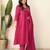 Pink embroidered cotton kurta pant with dupatta