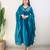 Blue embroidered cotton kurta pant with dupatta