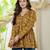 Yellow floral printed cotton tunic short kurti top for women