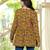 Yellow floral printed cotton tunic short kurti top for women