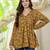 Yellow floral printed cotton tunic short kurti top for women