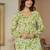 Green floral printed cotton tunic short kurti top for women