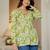Green floral printed cotton tunic short kurti top for women