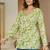 Green floral printed cotton tunic short kurti top for women