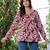 Maroon floral printed cotton tunic short kurti top for women