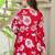 Red floral printed cotton tunic short kurti top for women
