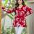 Red floral printed cotton tunic short kurti top for women