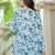 Blue floral printed cotton tunic short kurti top for women