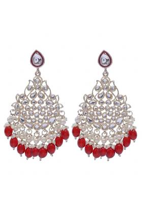   Beautiful Red Color Gold Plated Pearl Earrings for Wo  and Girls 5